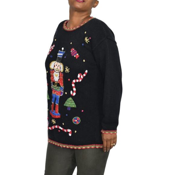 Ugly Christmas Sweater Vintage Toy Soldier Embroidery Ornaments XMAS Size Large - Picture 12 of 16